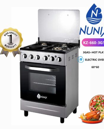 Nunix Standing Cooker 3 Gas + 1 Electric Burner & Electric Oven (KZ-660) 60×60