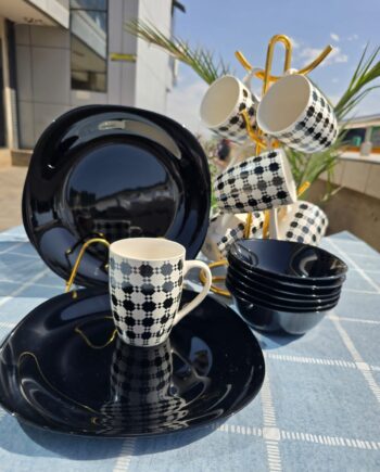 18 Piece All Black Ceramic Dinner Set