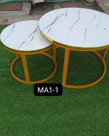 White Nesting Coffee Table Marble Effect (MDF)